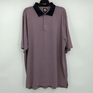FOOTJOY Polo Shirt Men's XL Pink Black Striped Button Logo Short Sleeve Pullover